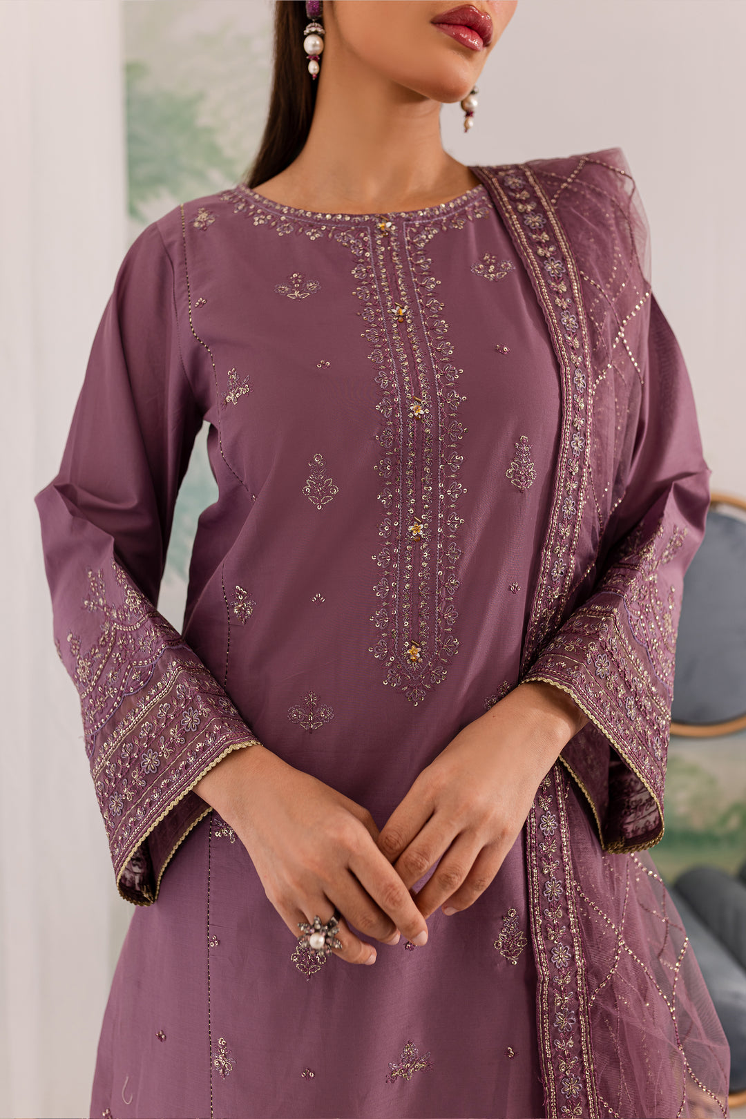 Zahya 3Pc - Embroidered Lawn Dress