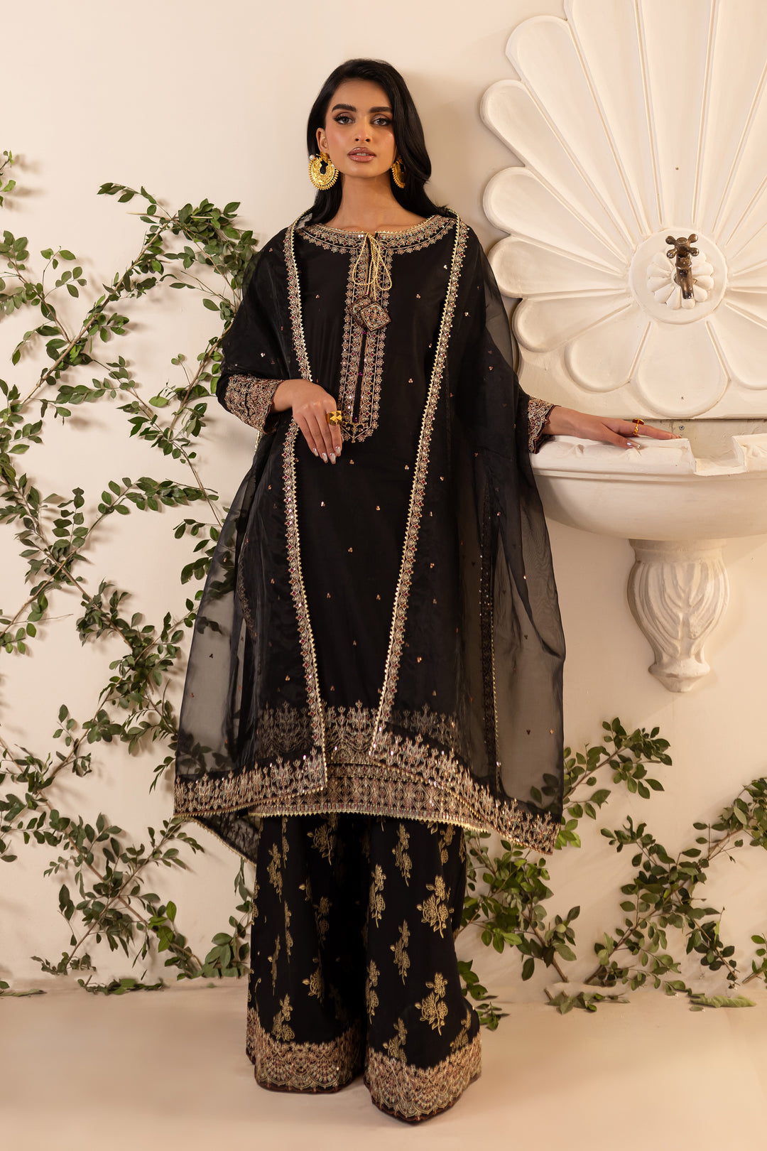 Aria 3Pc - Embroidered Sharara Pret