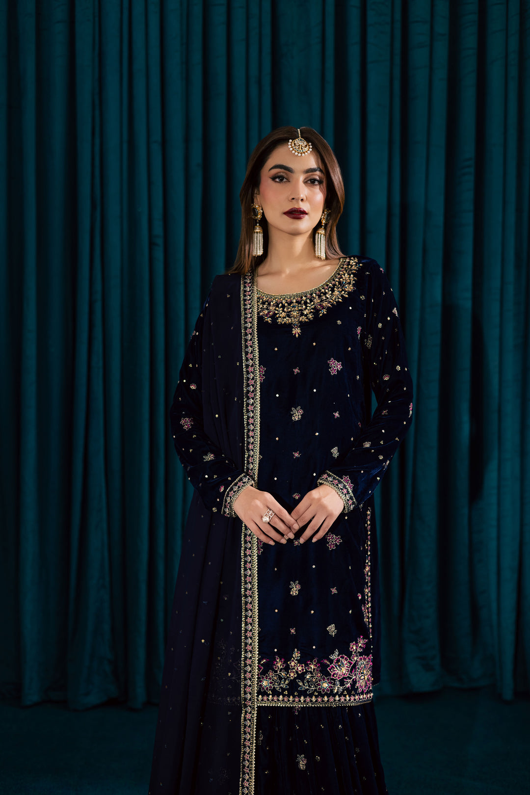 Yashal 3Pc - Velvet Formal Dress