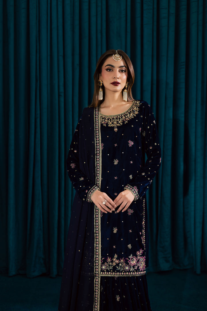 Yashal 3Pc - Velvet Formal Dress