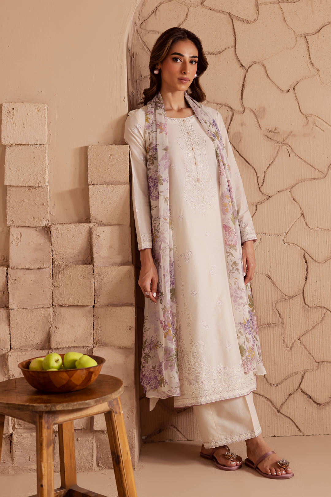 White Beast 3Pc - Embroidered Lawn Dress