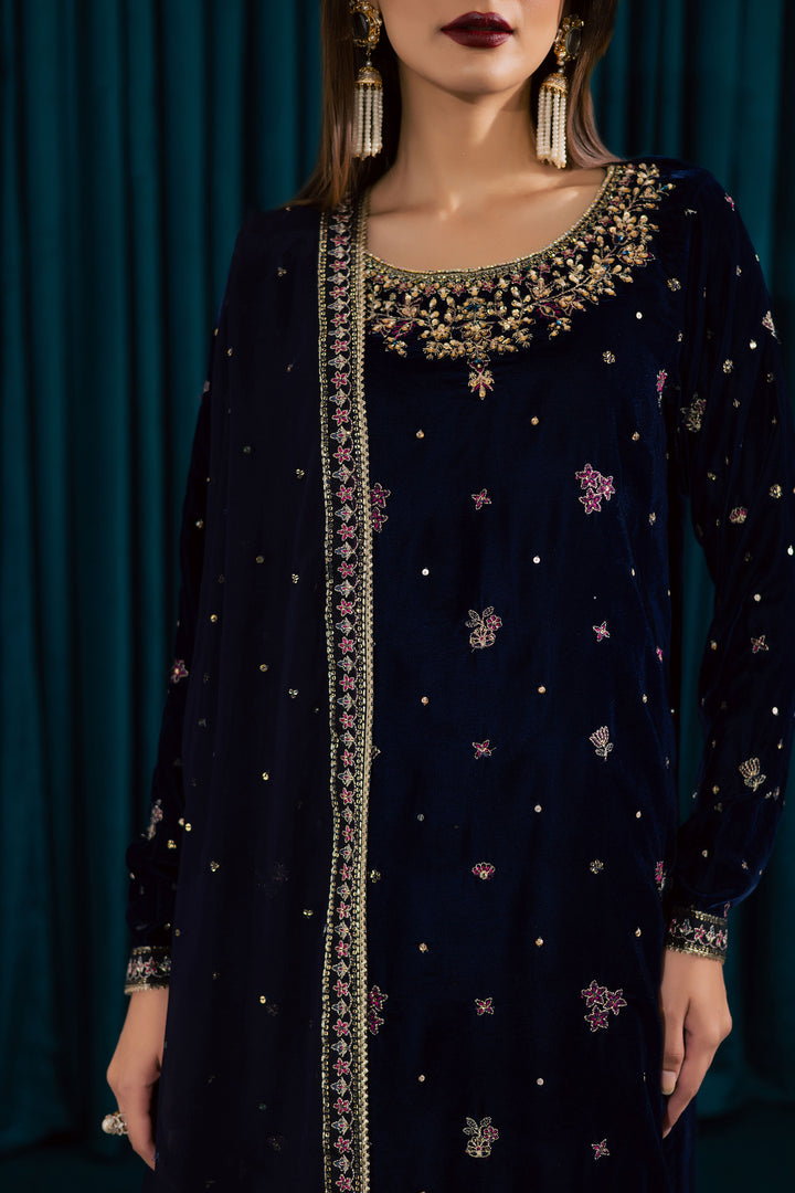 Yashal 3Pc - Velvet Formal Dress