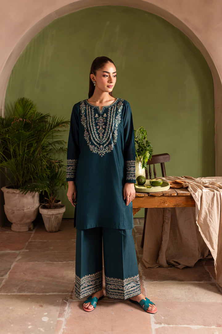 Aqua Pearl 2Pc - Embroidered Lawn Dress