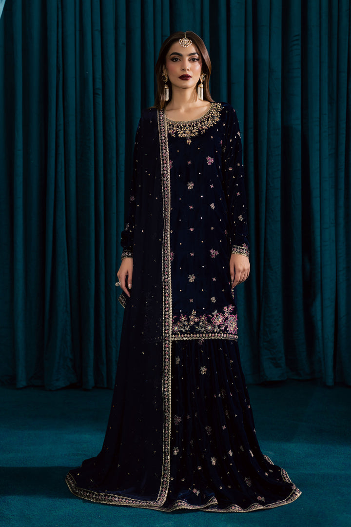 Yashal 3Pc - Velvet Formal Dress