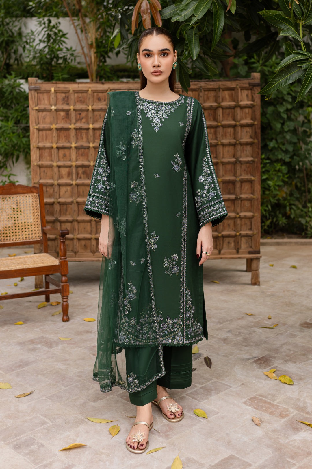 Ever Green 3Pc - Embroidered Khaddar Dress