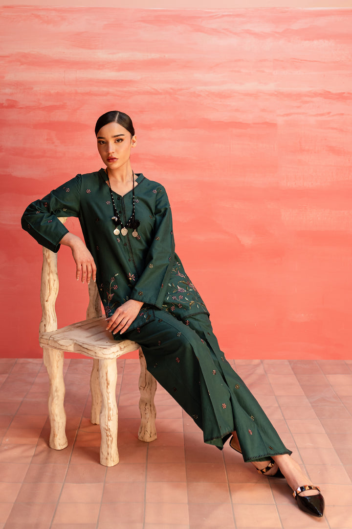 Ainsley 2Pc - Embroidered Khaddar Dress