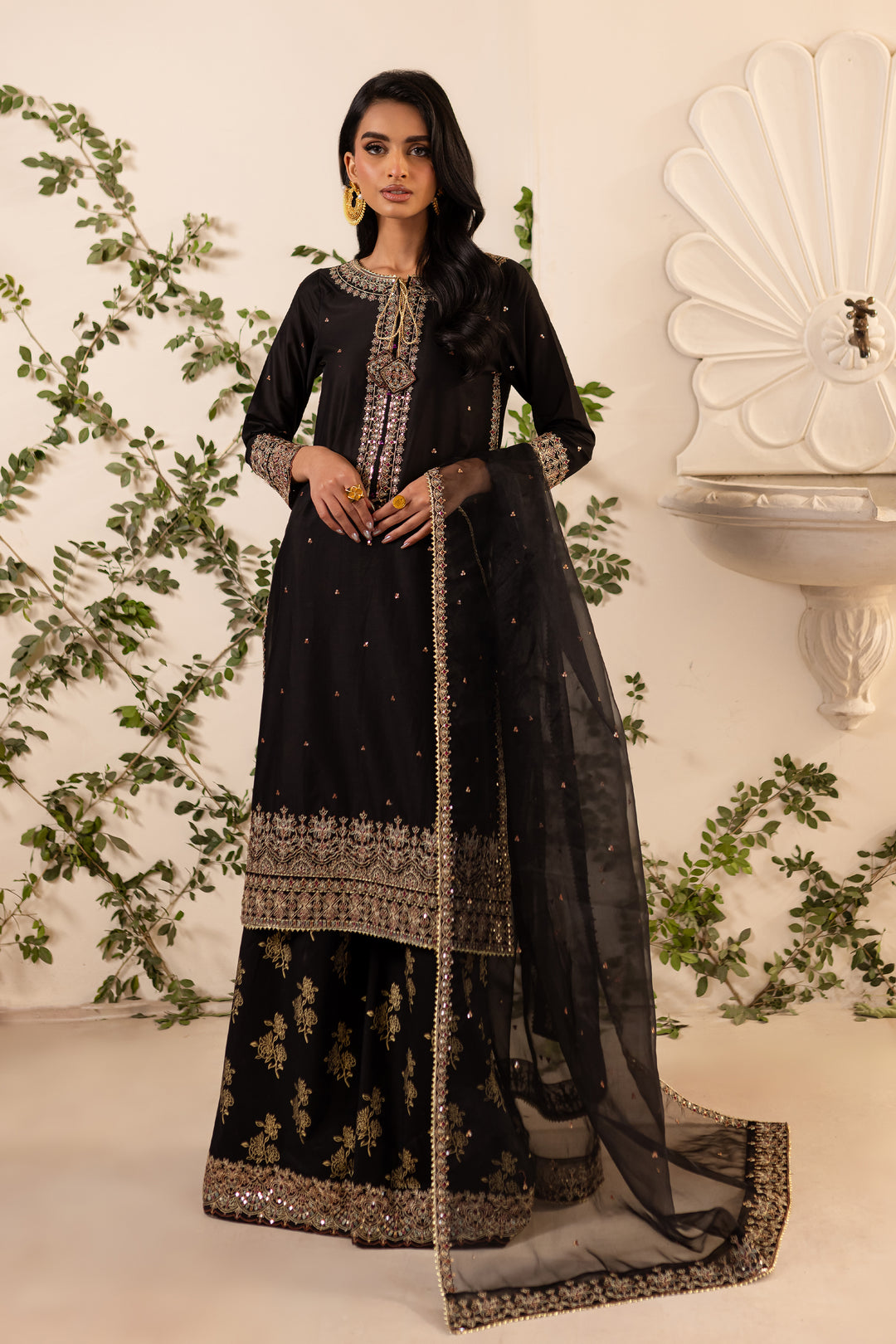 Aria 3Pc - Embroidered Sharara Pret