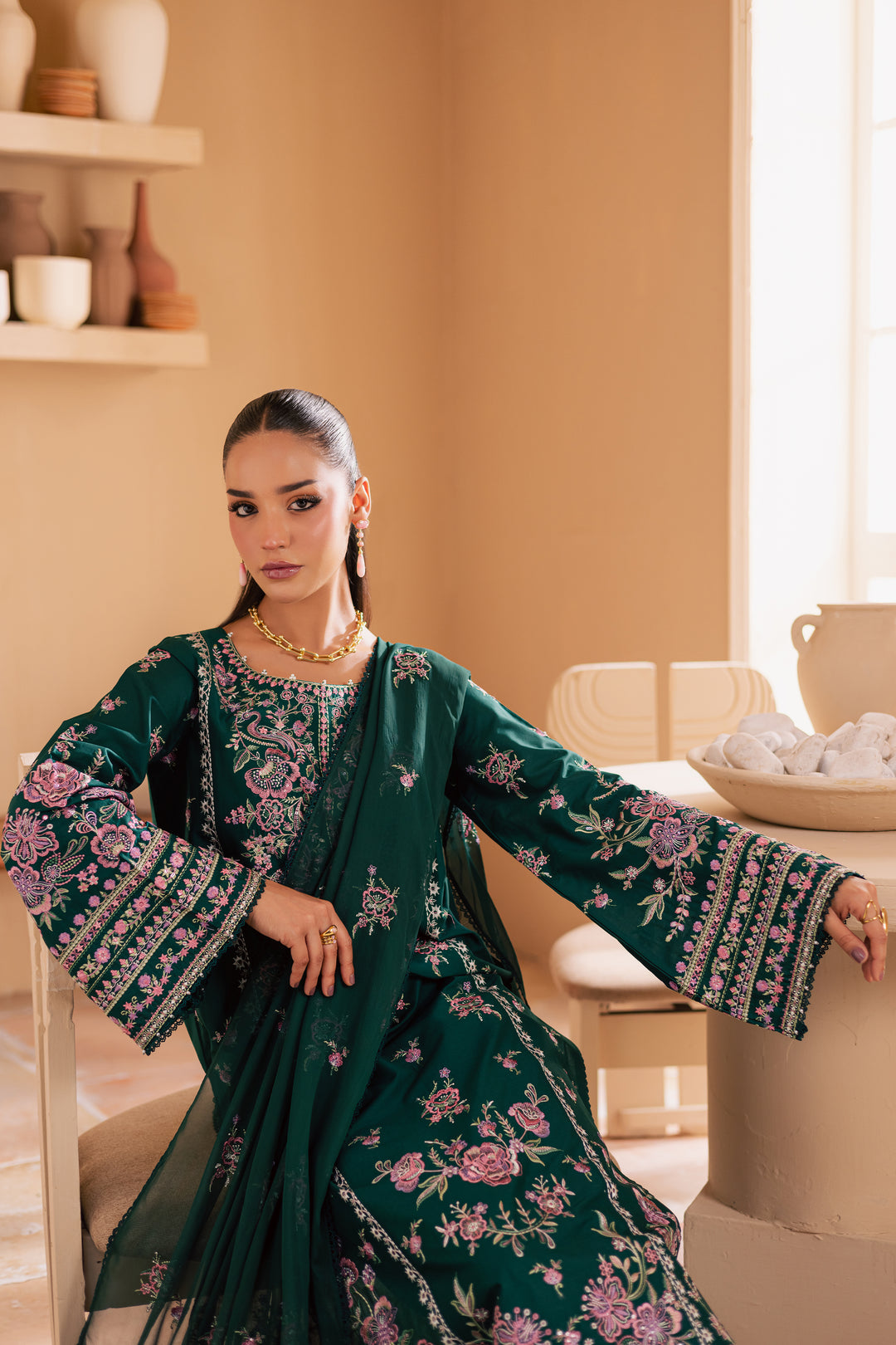 Myra 3Pc - Embroidered Lawn Dress