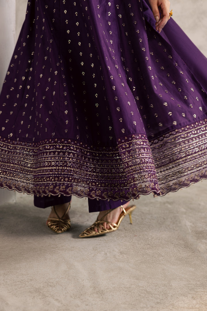 Purple Elaf 3Pc - Festive Embroidered Lawn