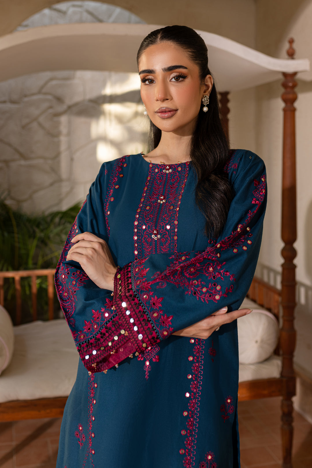 Meeru 2Pc - Embroidered Khaddar Dress