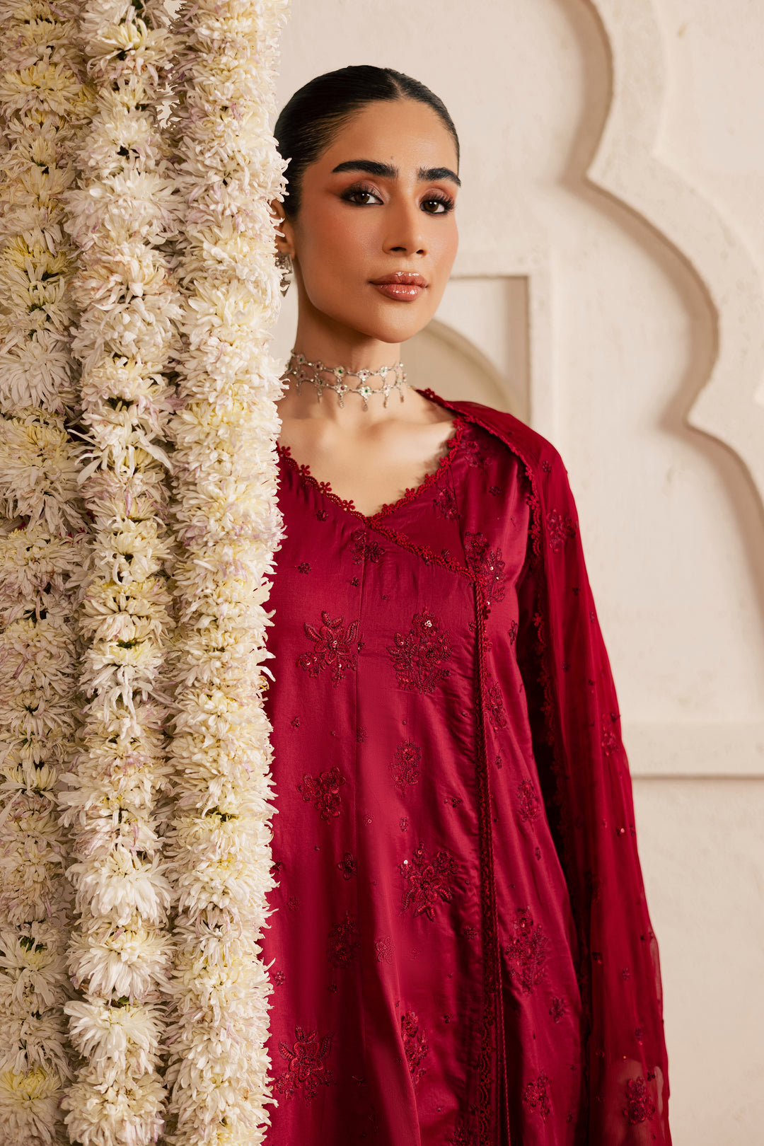 Red Bloom 3Pc - Festive Embroidered Lawn