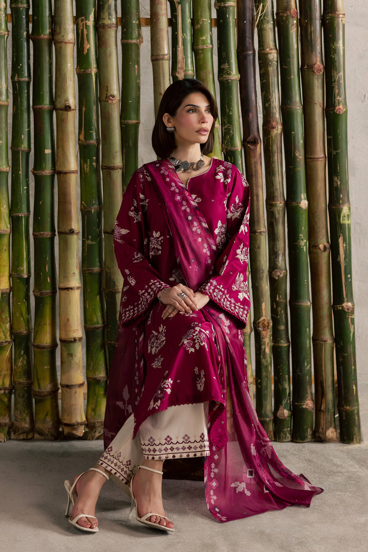 Pink Oliver 3Pc - Festive Embroidered Lawn