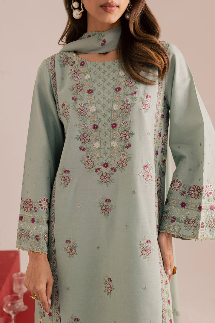 Reena 3Pc - Embroidered Khaddar Dress