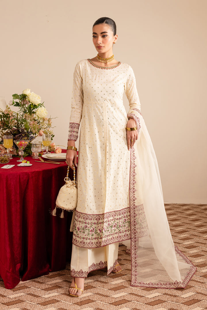 Sufaid 3Pc - Embroidered Luxe Pret