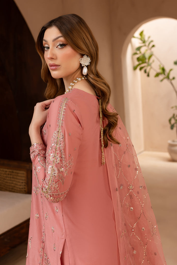 Dusty Pink 3Pc - Embroidered Lawn Dress