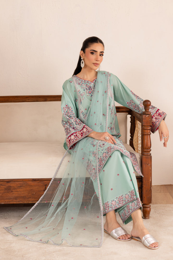 Zen 3Pc - Embroidered Solid Dress