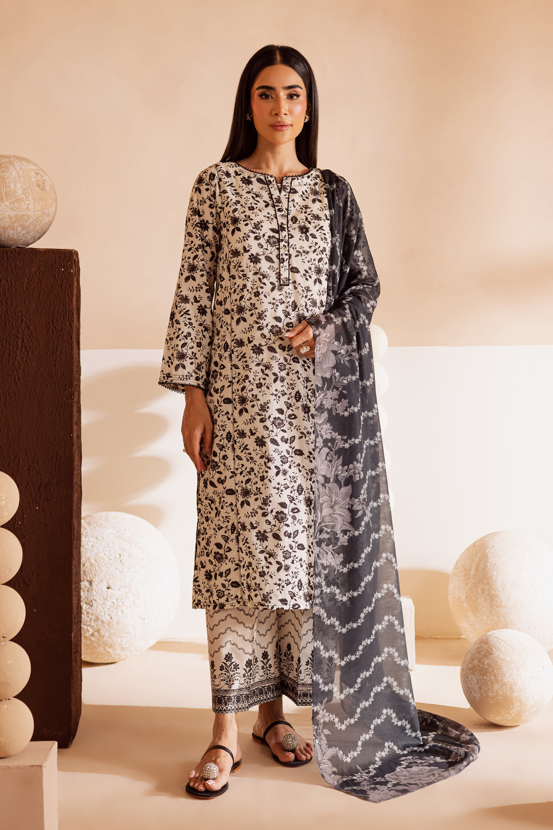 Nancy 3Pc - Printed Lawn Dress
