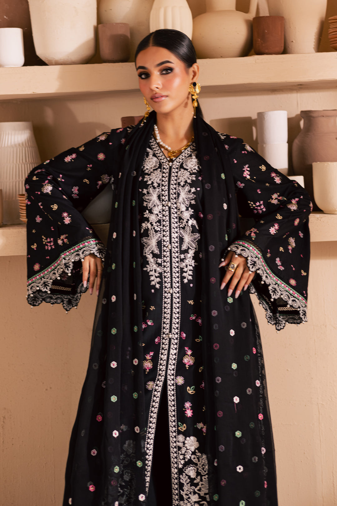 Priscilla 3Pc - Embroidered Lawn Dress