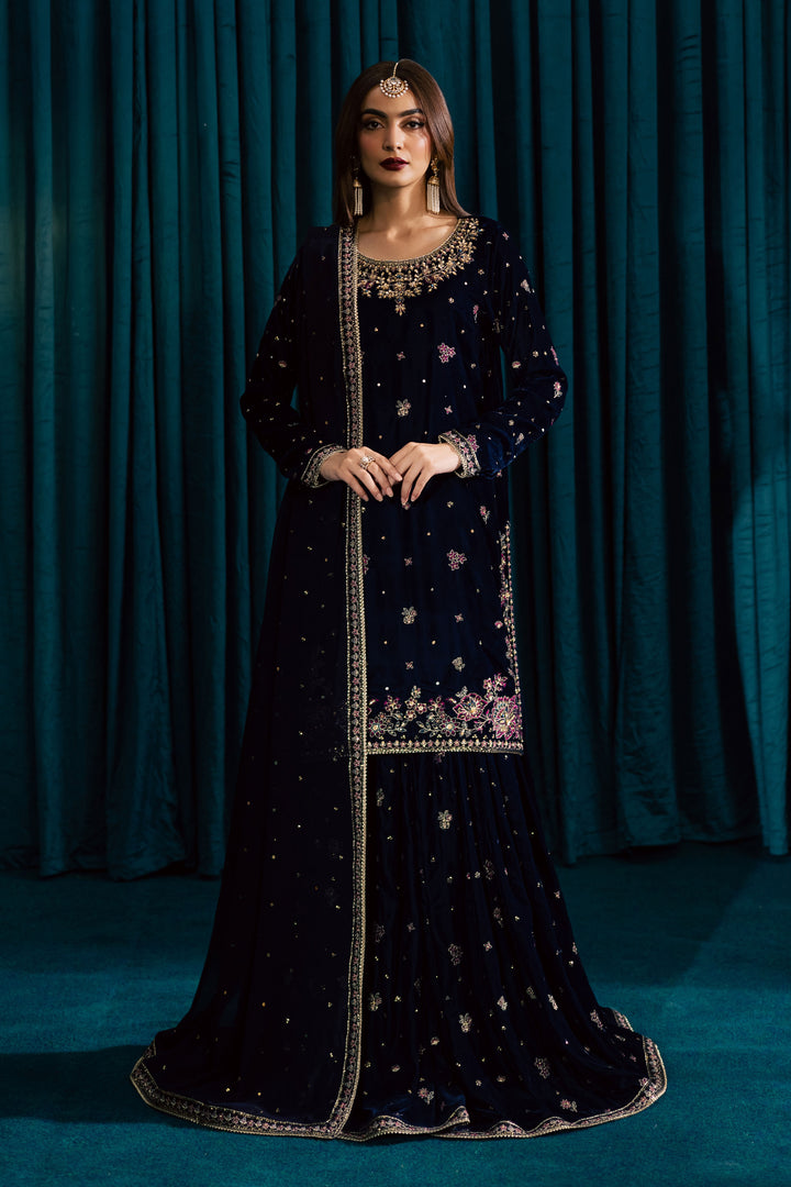 Yashal 3Pc - Velvet Formal Dress