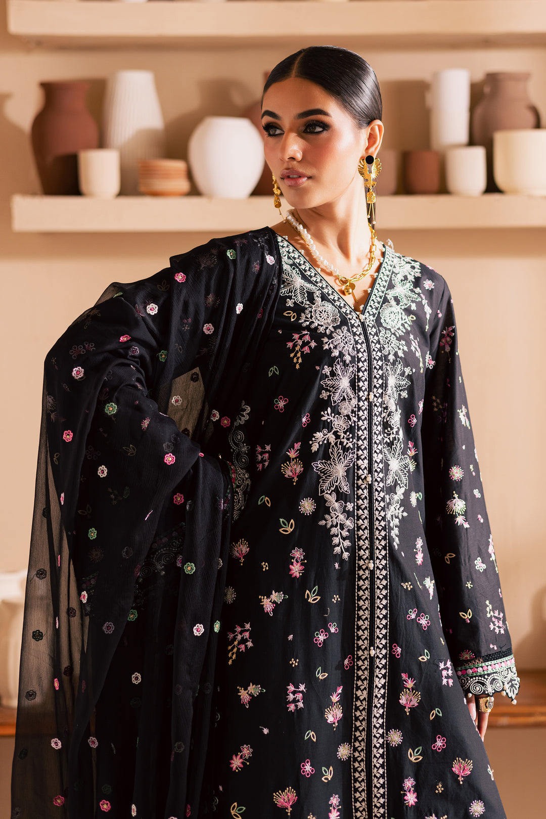Priscilla 3Pc - Embroidered Lawn Dress
