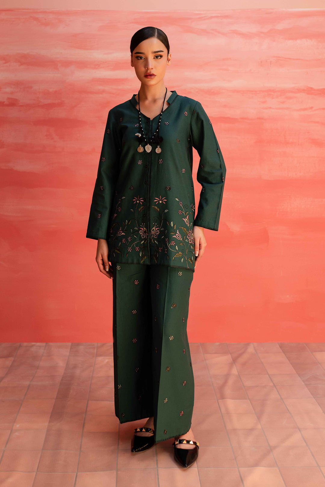 Ainsley 2Pc - Embroidered Khaddar Dress