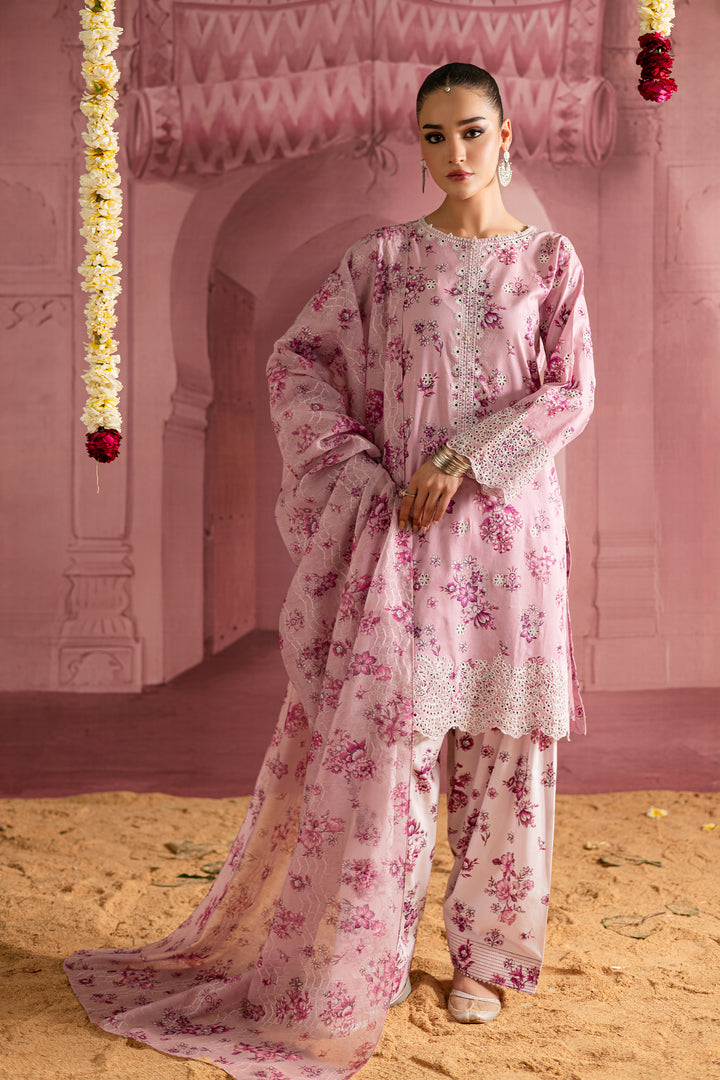 Bellz 3Pc - Printed Lawn Dress With Farshi Shalwar