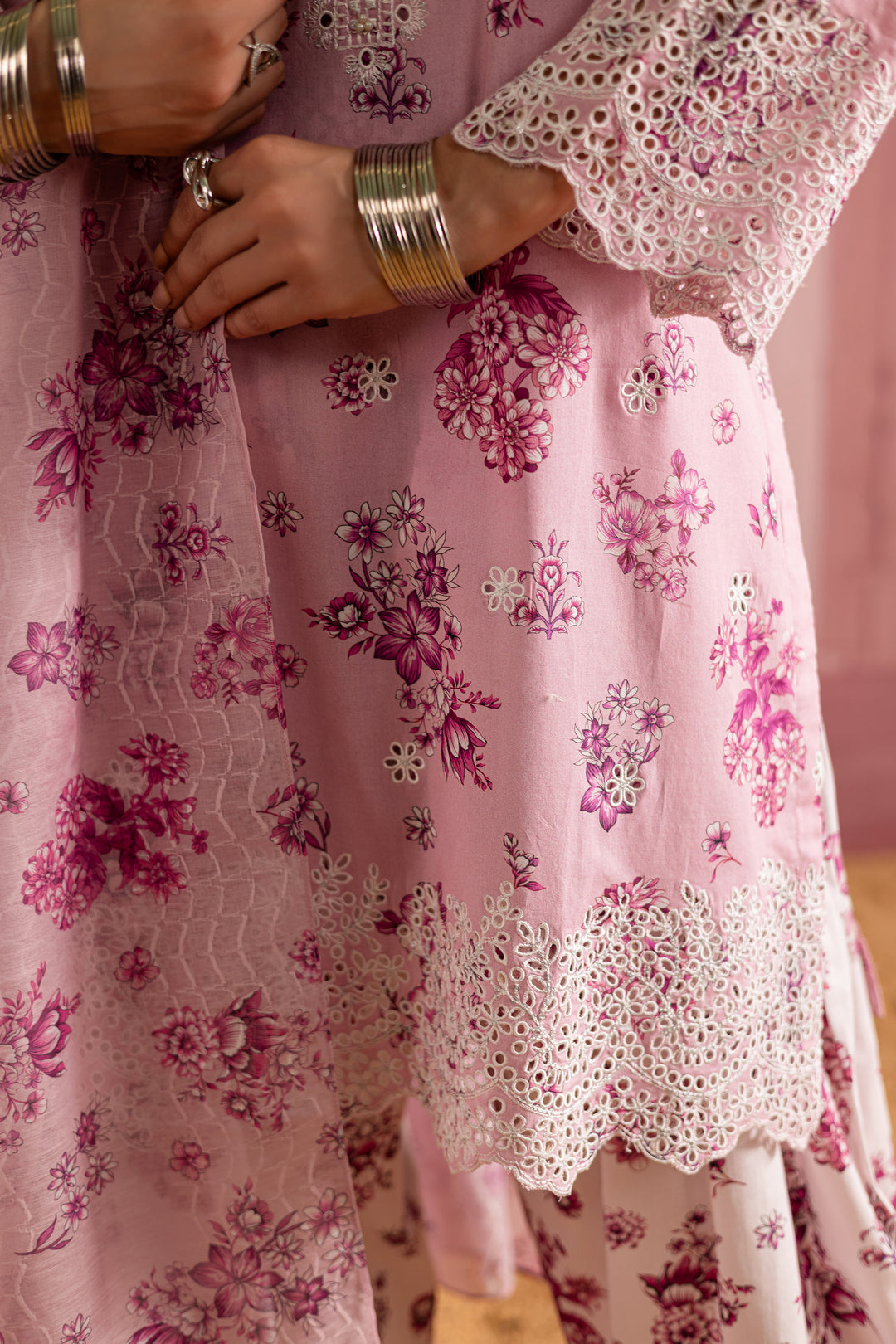 Bellz 3Pc - Printed Lawn Dress With Farshi Shalwar