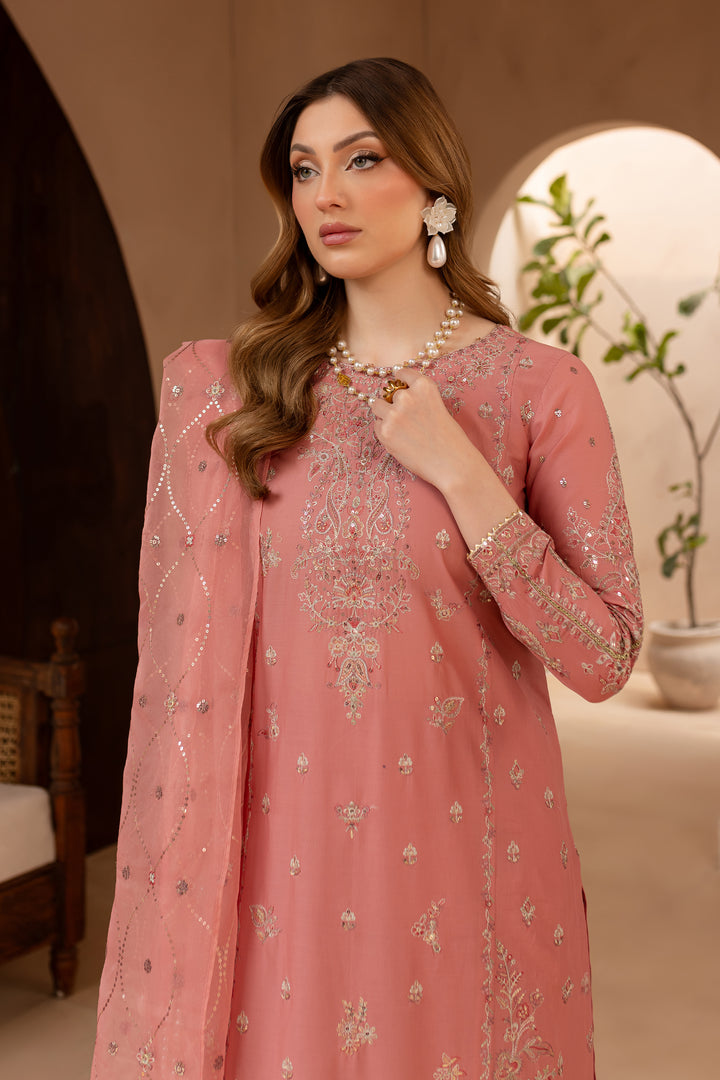 Dusty Pink 3Pc - Embroidered Lawn Dress