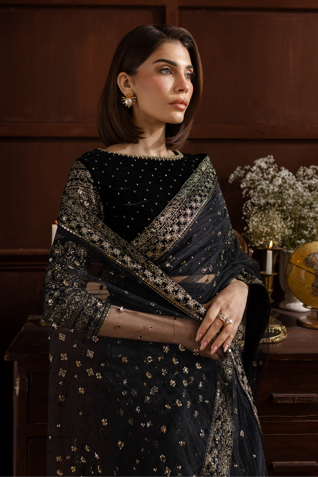 Dune Saree 3pc- Velvet Luxe Pret