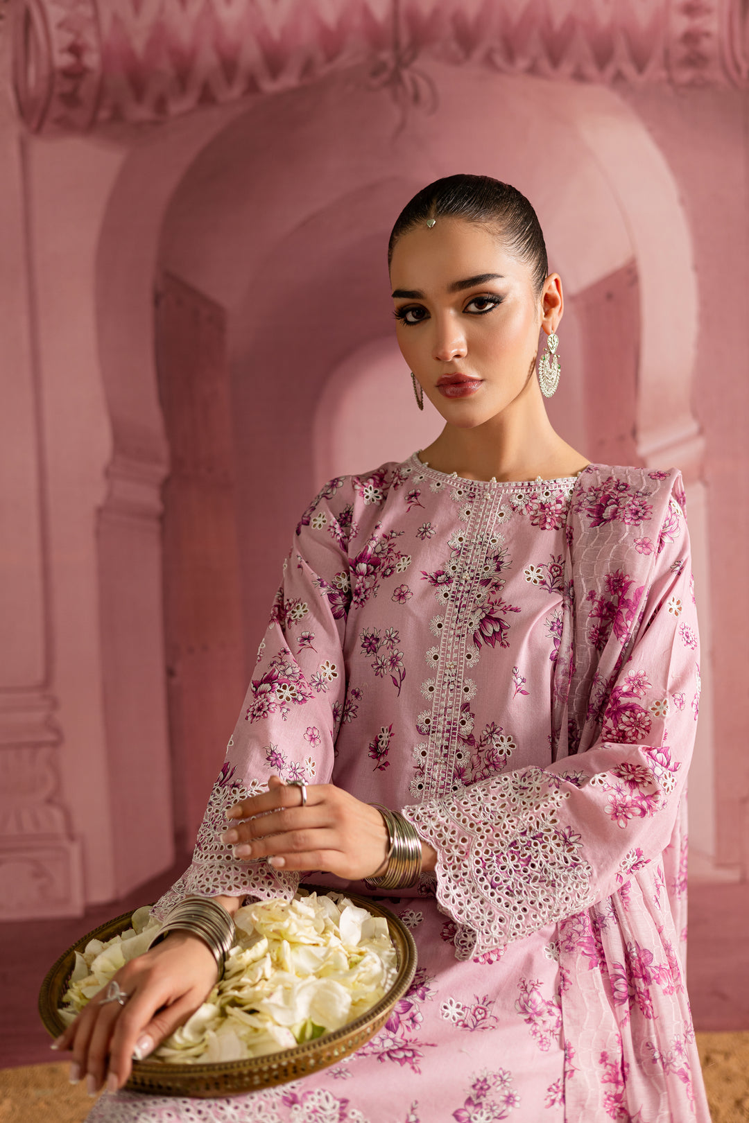 Bellz 3Pc - Printed Lawn Dress With Farshi Shalwar
