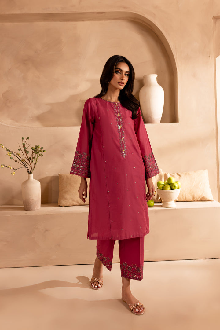 Aurora Pink 2Pc - Embroidered Lawn Dress