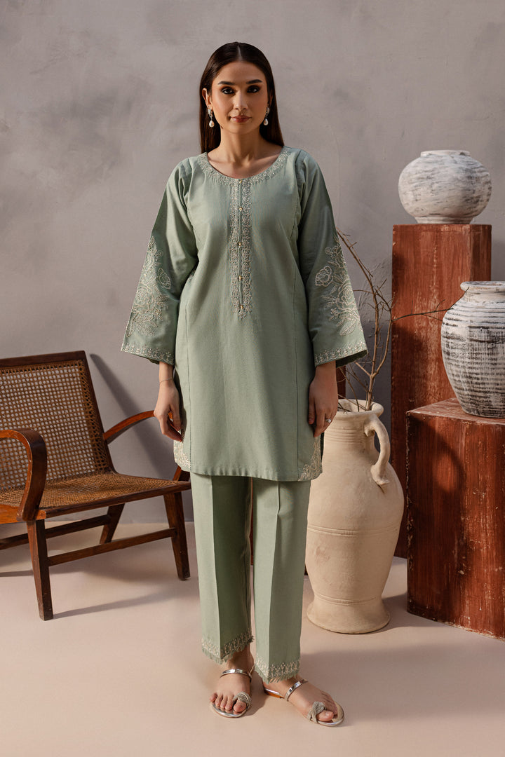 Sea Blush 2Pc - Embroidered Khaddar Dress