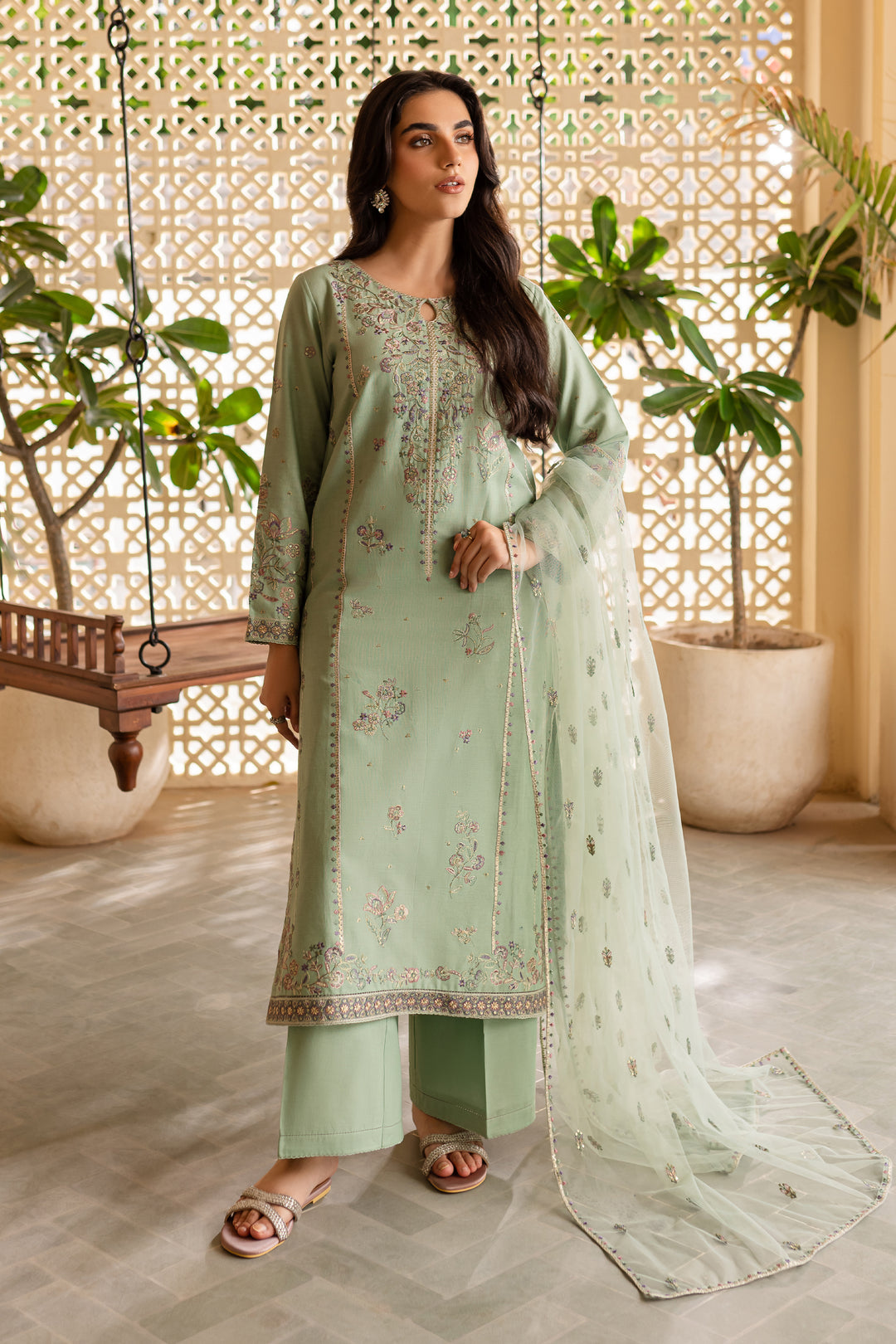 Sea Salts 3Pc - Embroidered Khaddar Dress