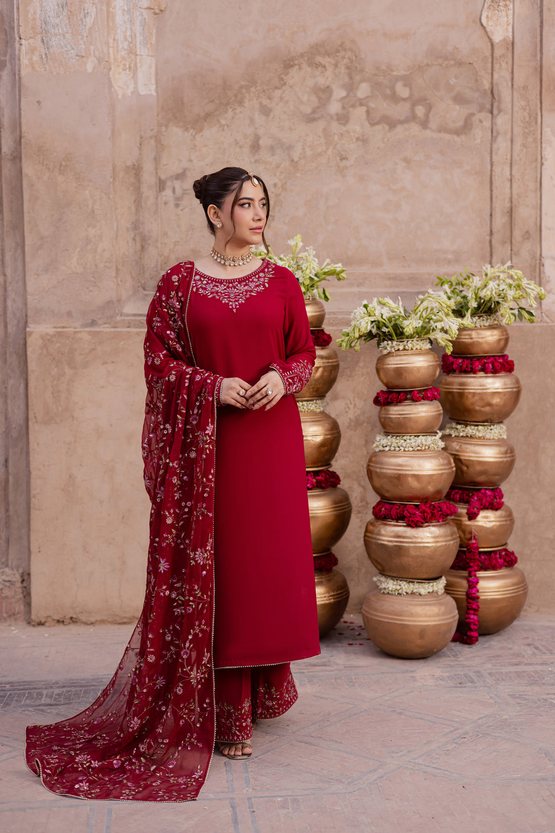 Red Adina 3Pc - Festive Luxe Pret