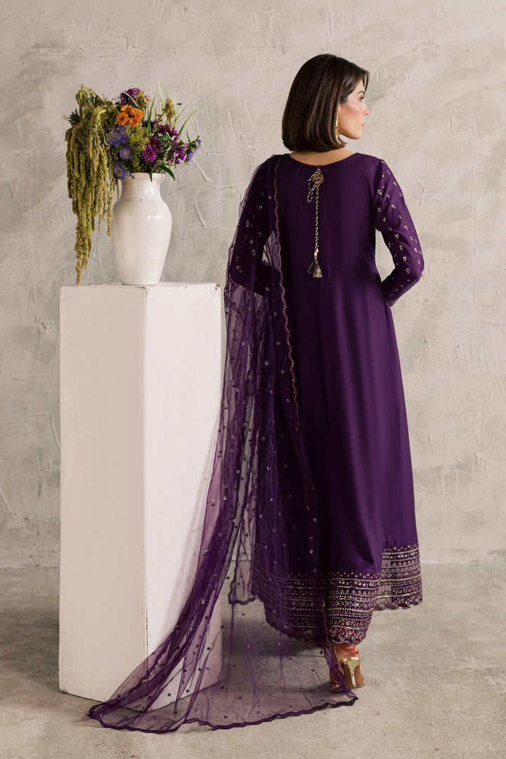 Purple Elaf 3Pc - Festive Embroidered Lawn
