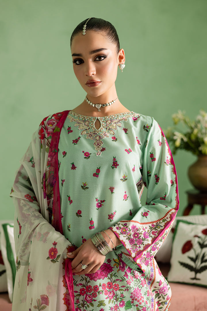 Neena 3Pc - Printed Lawn Dress With Farshi Shalwar