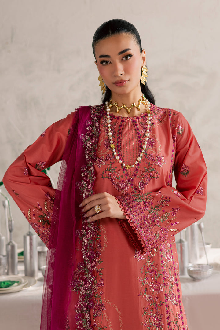 Rust Nazneen 3Pc - Festive Embroidered Lawn