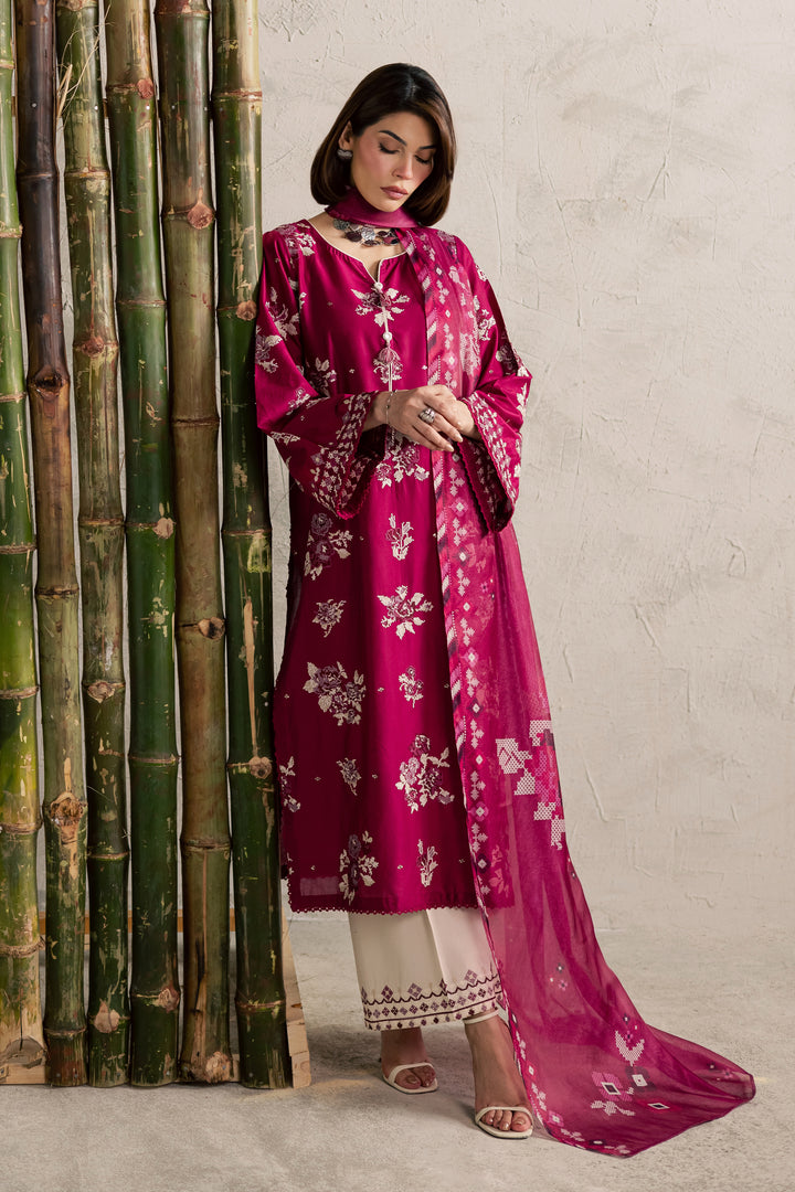 Pink Oliver 3Pc - Festive Embroidered Lawn