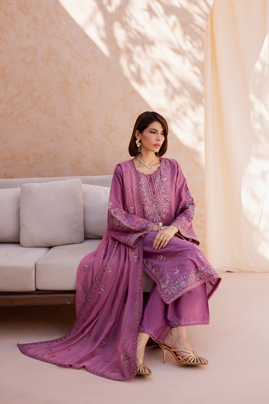 Lina 3Pc - Festive Embroidered Lawn