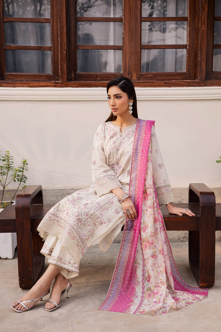 Pinkie Pie 3Pc - Festive Embroidered Lawn