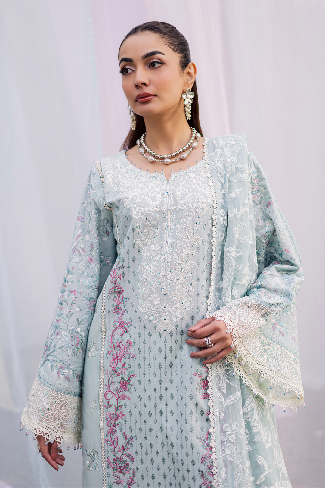 Ocean Swan 3Pc - Festive Embroidered Lawn