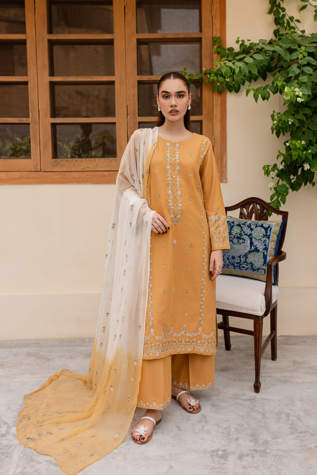 Erika 3Pc - Embroidered Khaddar Dress