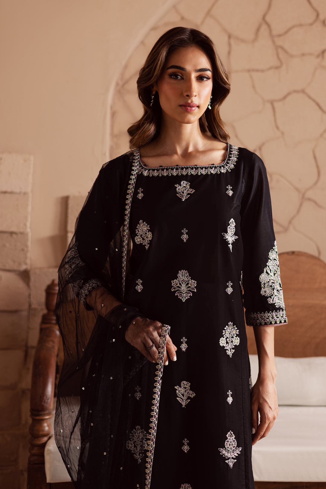 Dusk 3Pc - Embroidered Lawn Dress