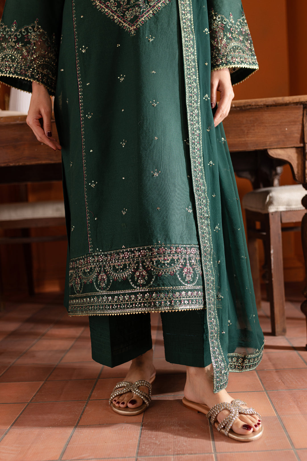 Jensun 3Pc- Embroidered Karandi Dress