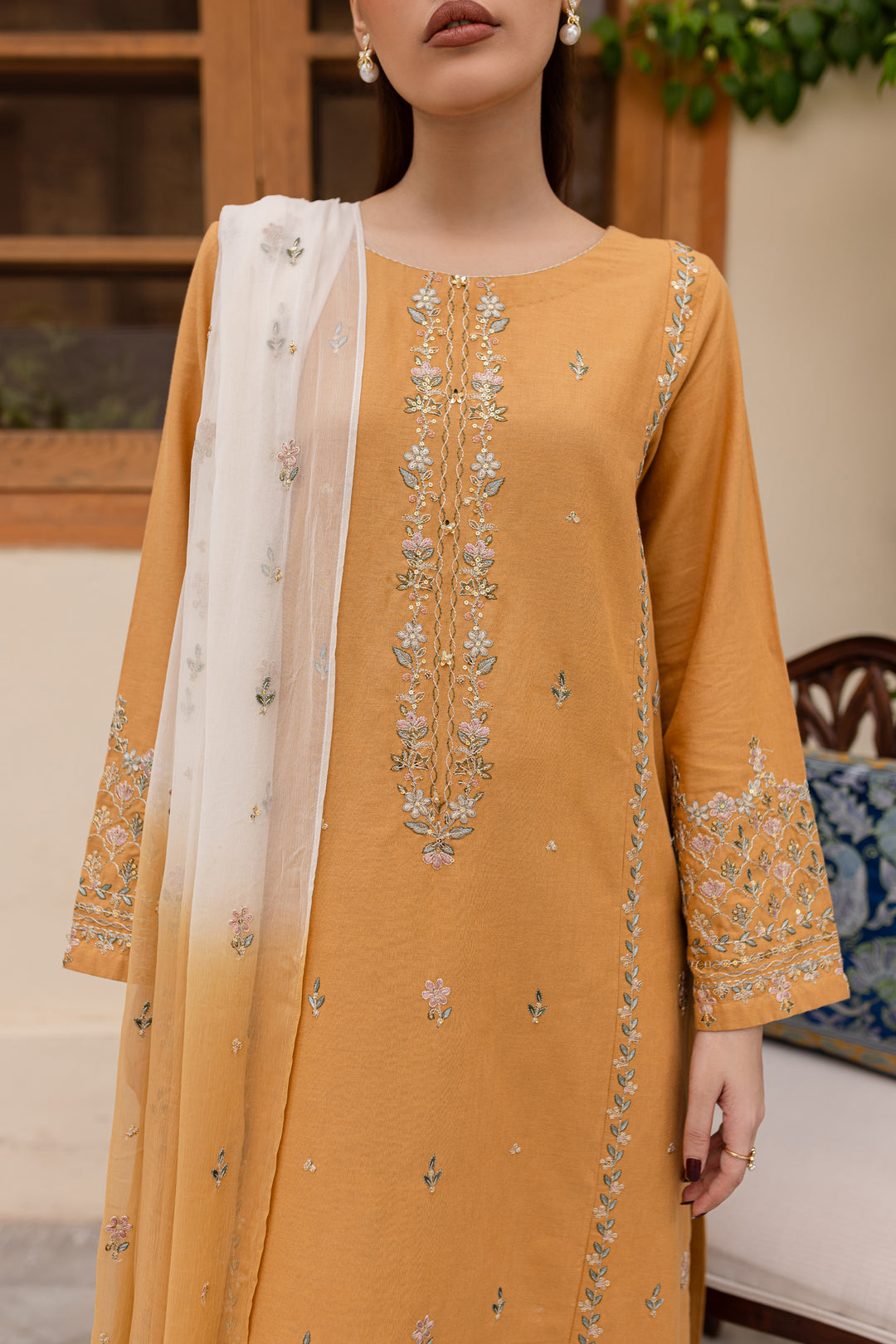 Erika 3Pc - Embroidered Khaddar Dress