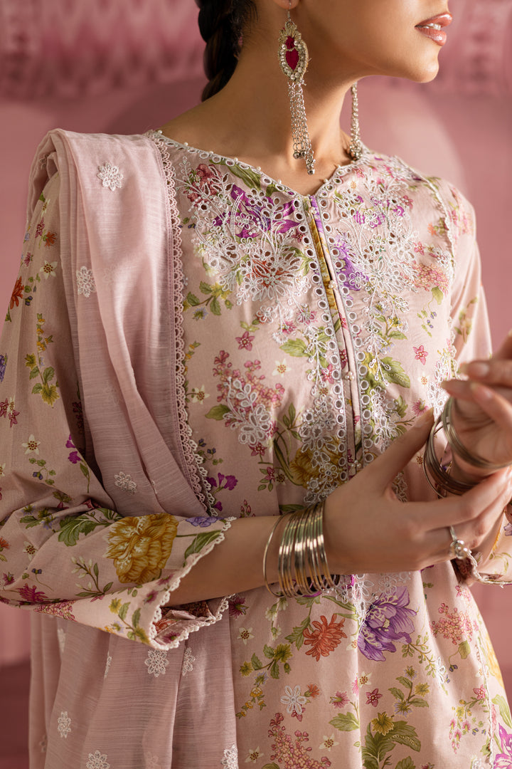 Emily 3Pc- Printed Lawn Dress With Farshi Shalwar