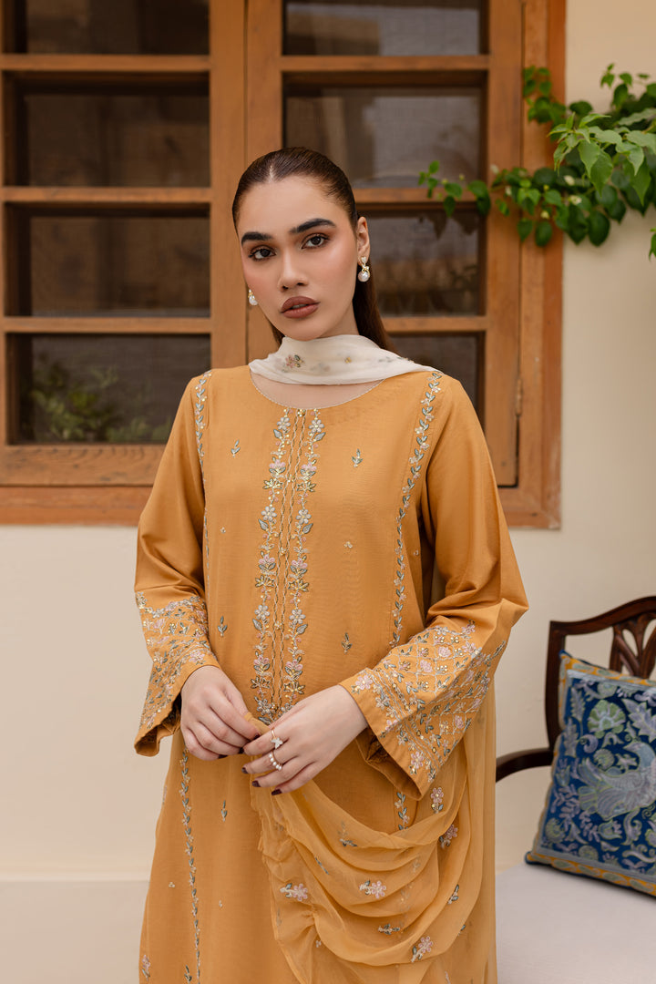 Erika 3Pc - Embroidered Khaddar Dress