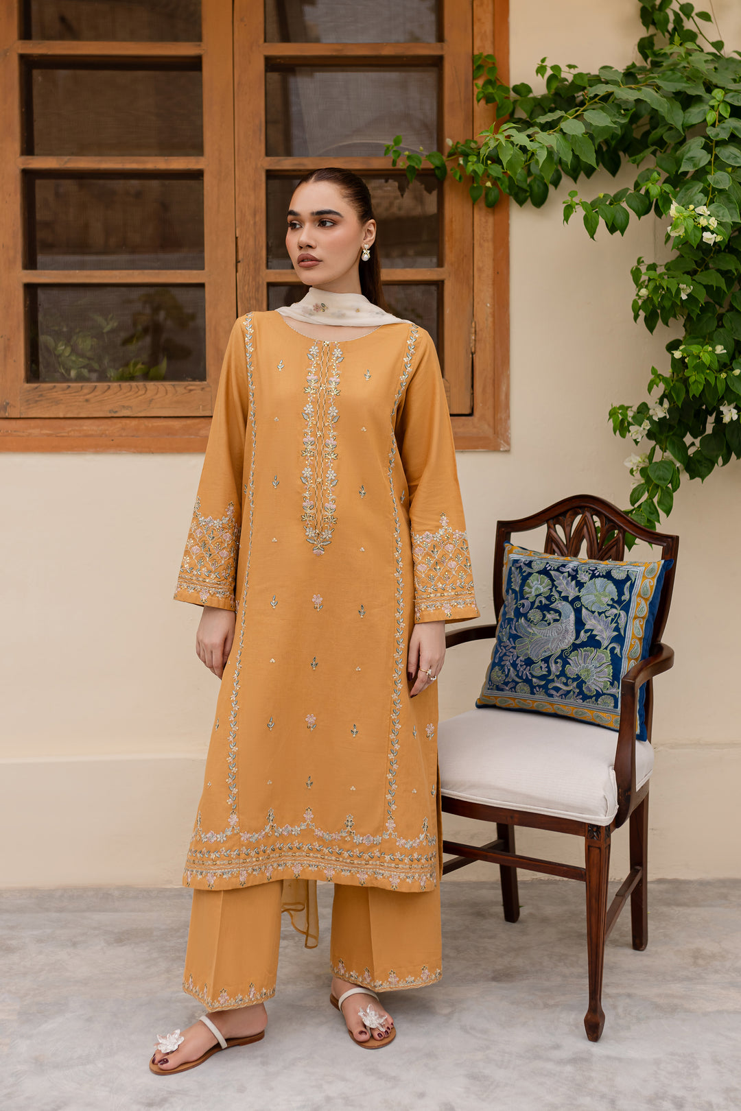 Erika 3Pc - Embroidered Khaddar Dress