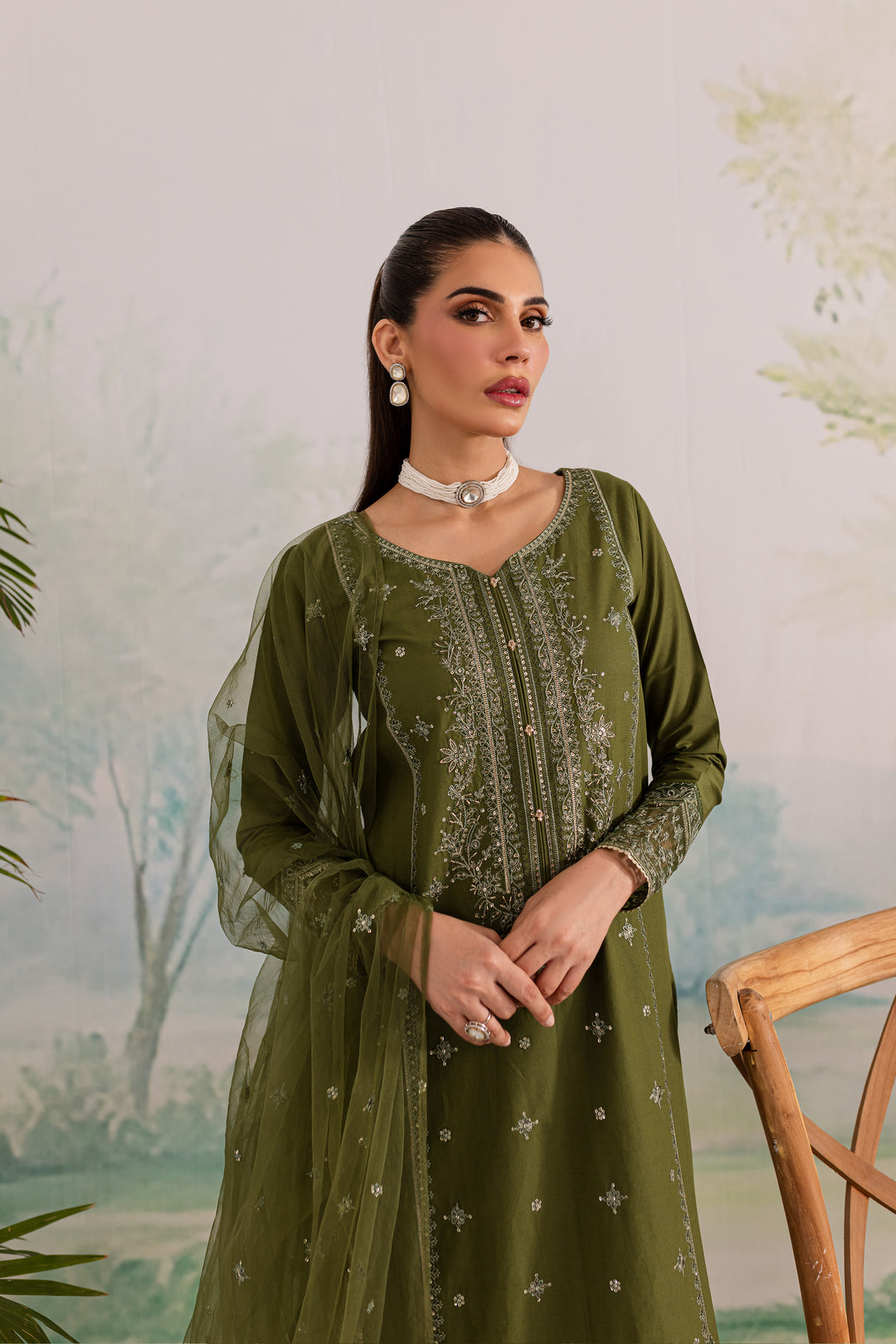 Key Lime 3Pc - Embroidered Lawn Dress