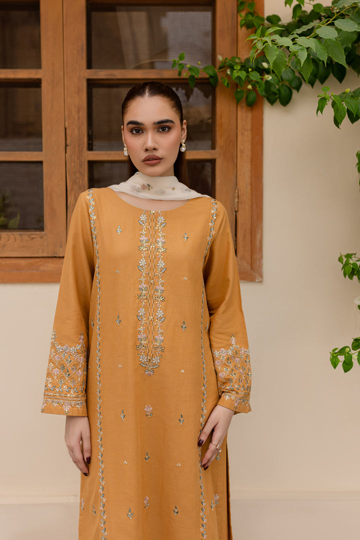 Erika 3Pc - Embroidered Khaddar Dress